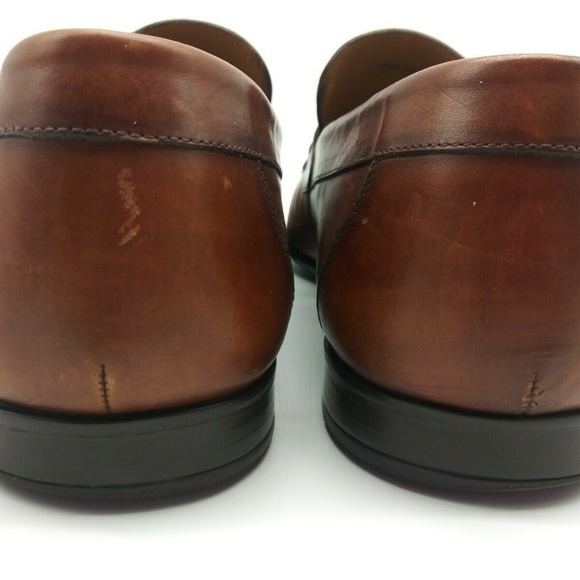 Magnanni Brown Horsebit Strap Apron Toe Loafer 9.5 - Picture 5 of 8